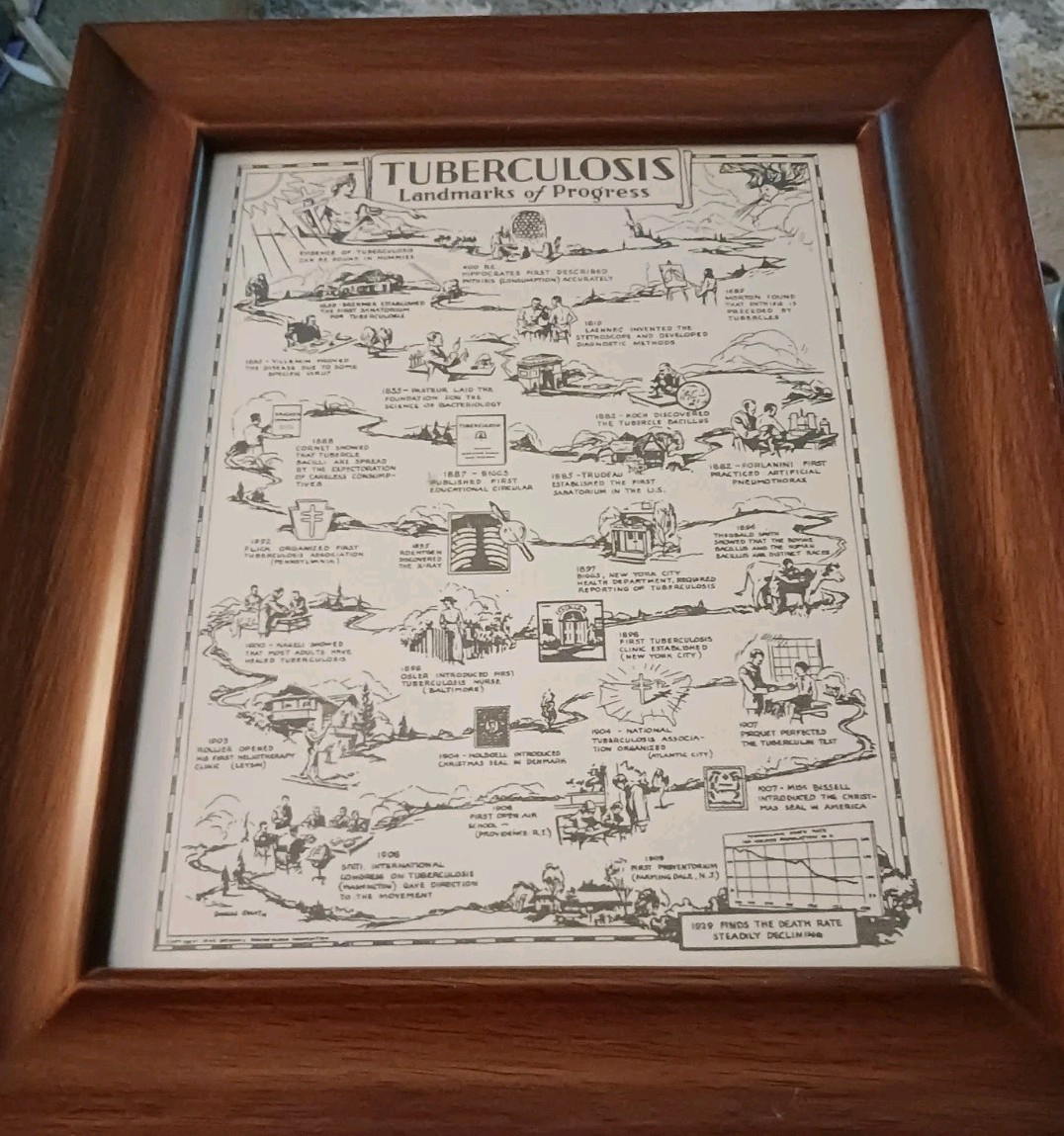 RARE TUBERCULOSIS Landmarks of Progress Pictoral 8x10 Poster~400 B.C. -1929 A.D.