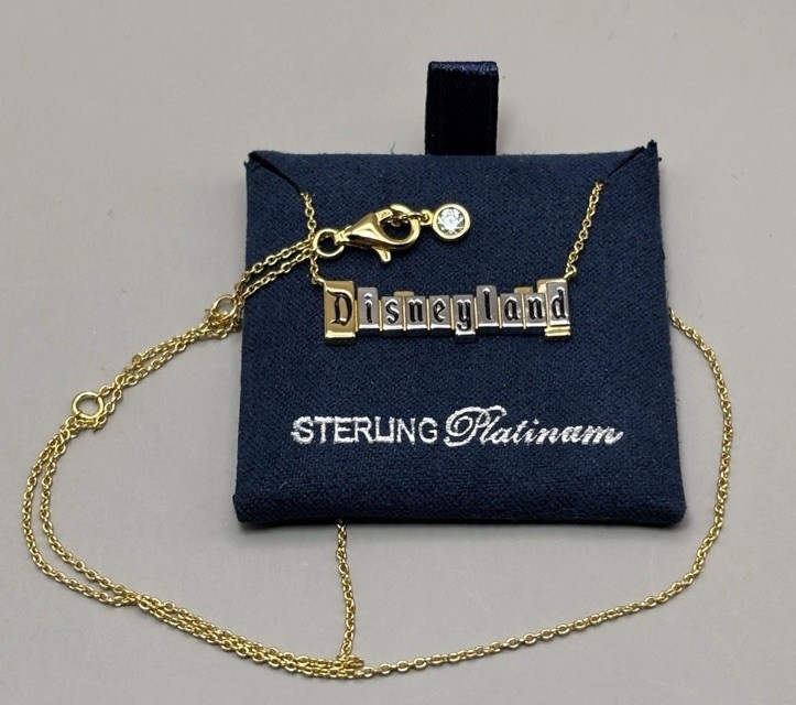 CRISLU Disneyland 70th Anniversary Marquee Sign Sterling Silver Necklace NEW