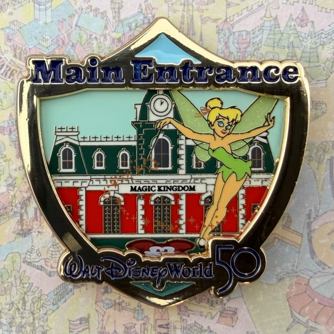 2021 WDW 50th Anniversary Attraction Crest Pin-Tinker Bell Main Entrance-LE 2000 2021 WDW 50th Anniversary Attraction Crest Pin-Tinker Bell Main Entrance-LE 2000