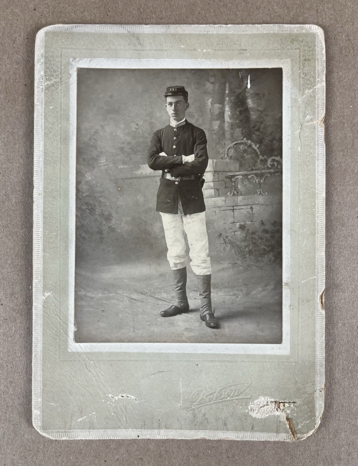 1890s Vintage Cabinet Photo - Boston, MA- Cadet Military School? Kepi Uniform 1890s Vintage Cabinet Photo - Boston, MA- Cadet Military School? Kepi Uniform