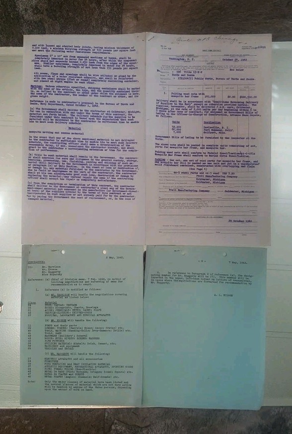 WWII 1942 US Navy Procurement Contract Lot Pratt Mfg & Chicago Memo Misprint Arc