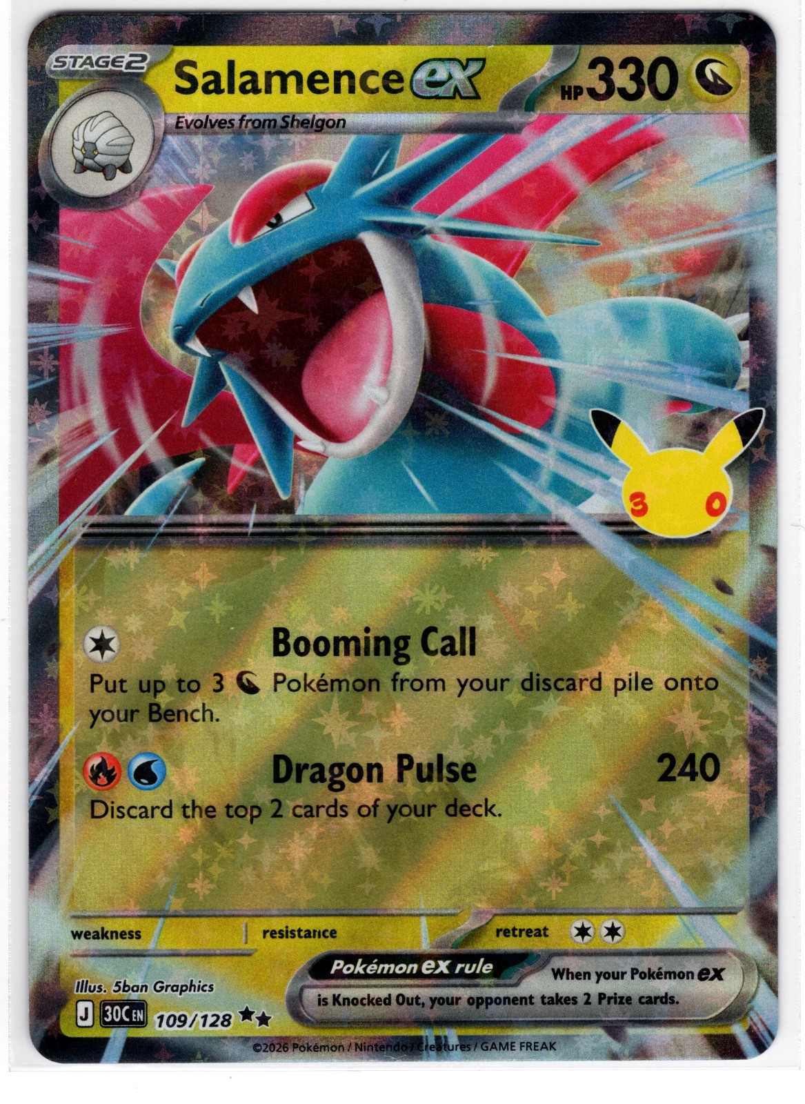 Salamence EX 109/128 MEG 30th Celebration Pokemon TCG NM EN Salamence EX 109/128 MEG 30th Celebration Pokemon TCG NM EN
