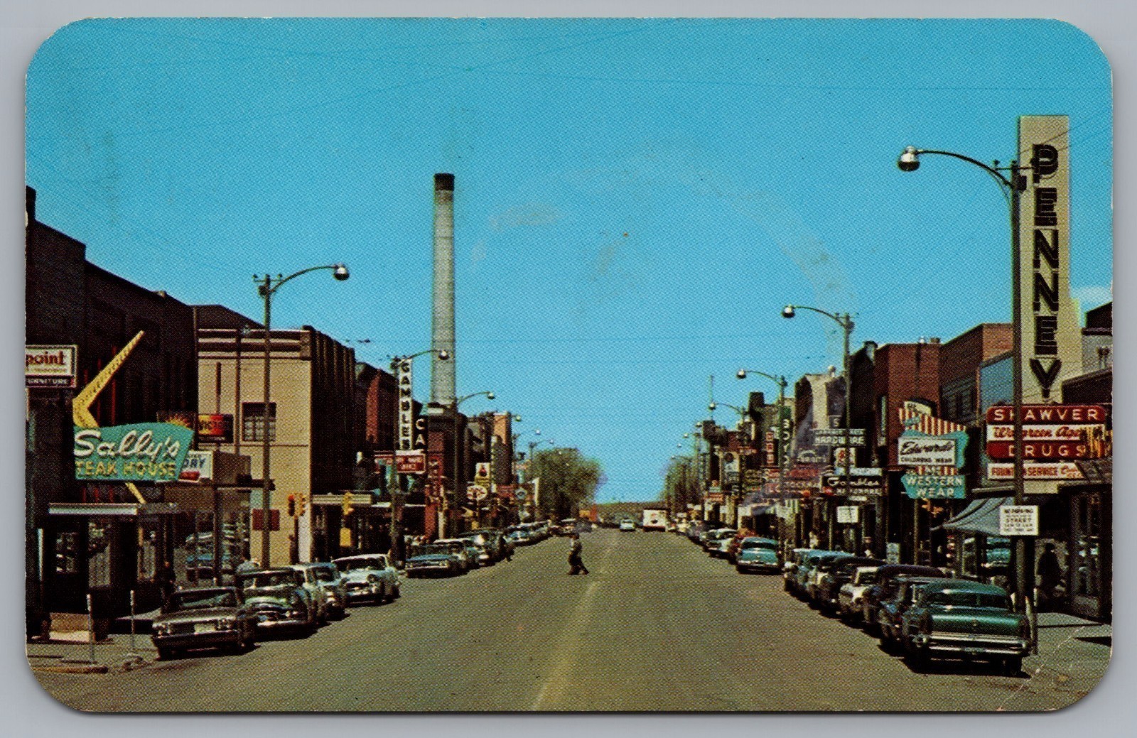 2nd Street, Business District, Cars, Penney in Laramie, WY. 1963 Postcard