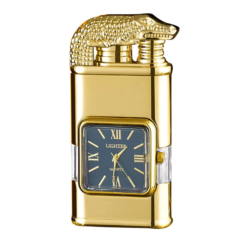 Windproof Dual Flame Lighter Watch Cigar Lighters Torch Refillable Butane Gas