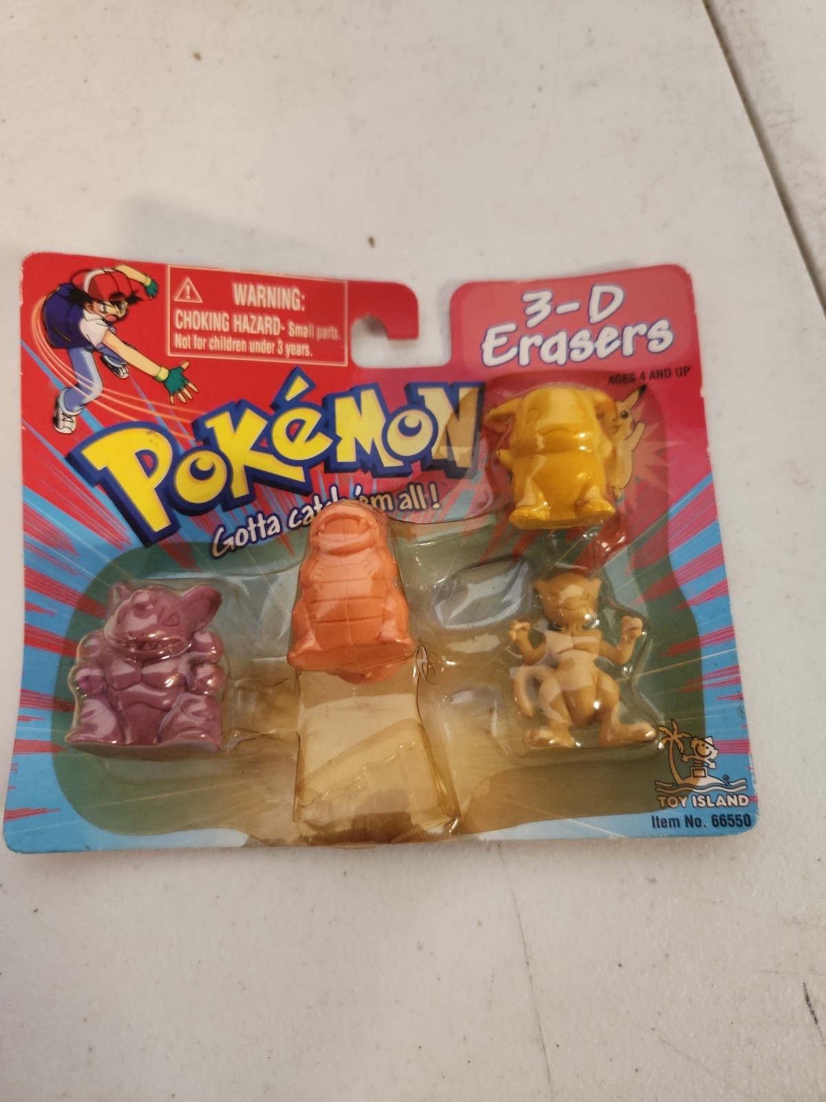  Vintage 1999 Toy Island Nintendo Pokemon 3D Erasers Damaged Shell 