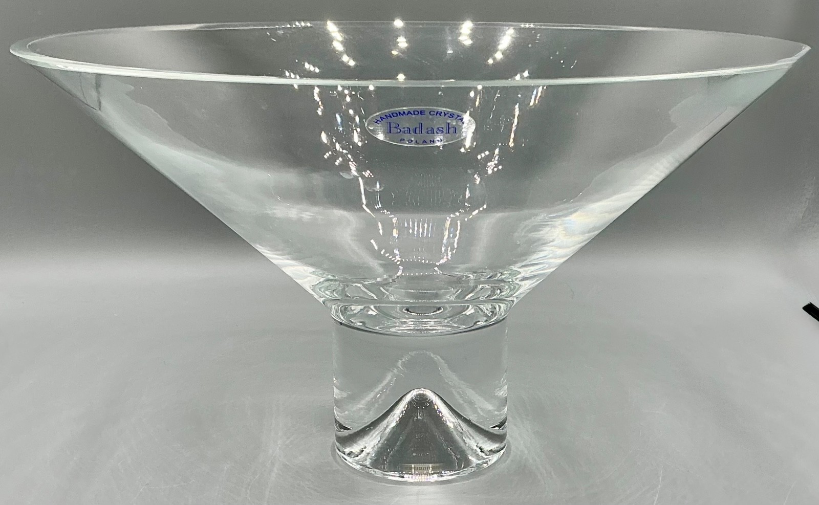 BADASH Crystal Monaco Pedestal Fruit/Centerpiece Bowl Mouth Blown Krosno Poland