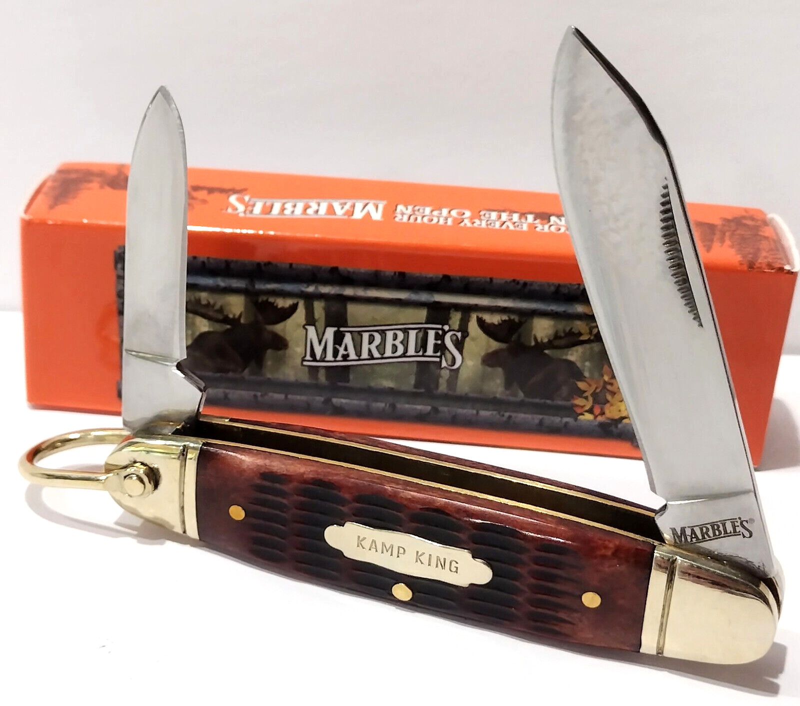 Marbles Kamp King 2 Blade Scout Camping Hiking Hunting Folding Pocket Knife EDC