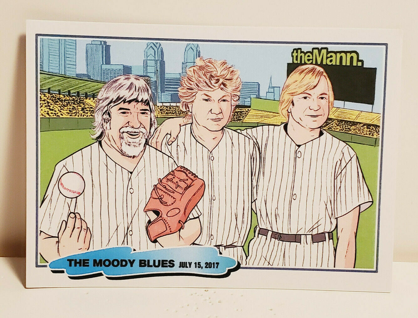 THE MOODY BLUES 2017 TOUR MANN MUSIC CENTER PHILADELPHIA BASEBALL TRADING CARD THE MOODY BLUES 2017 TOUR MANN MUSIC CENTER PHILADELPHIA BASEBALL TRADING CARD