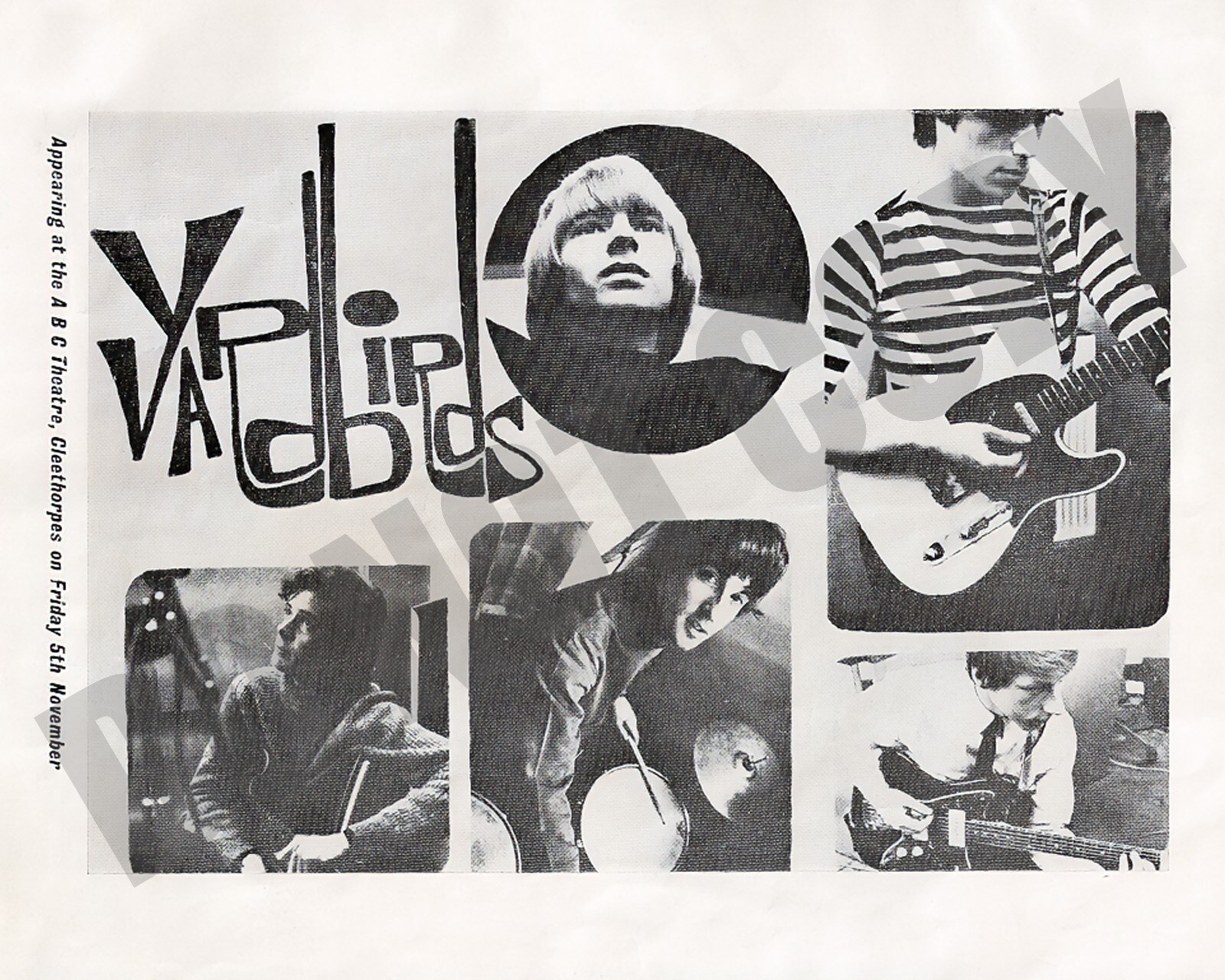 1965 Yardbirds Concert at ABC Theatre Cleethorpes England Handbill 8x10 Photo
