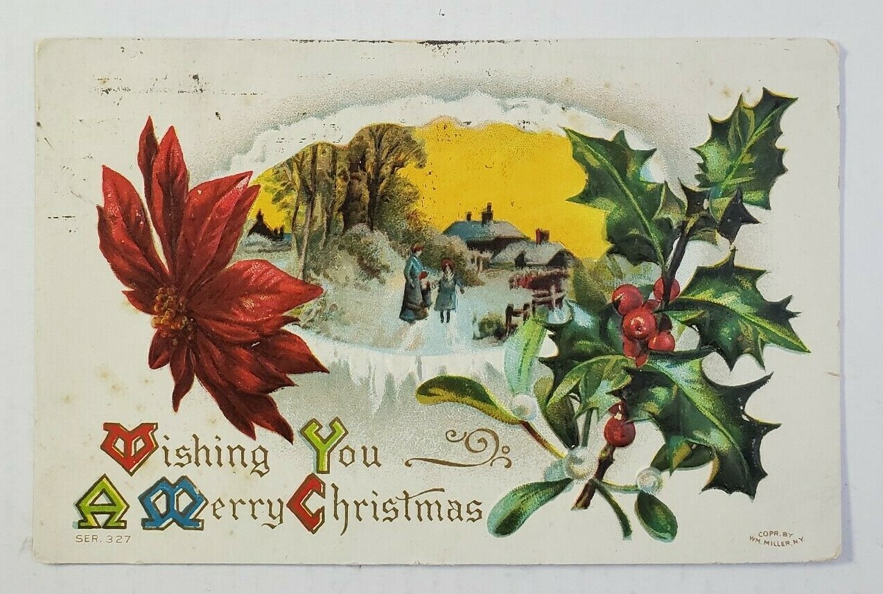 Wishing You A Merry Christmas - Postcard Posted 12/30/1910 ~ Ben Franklin Stamp