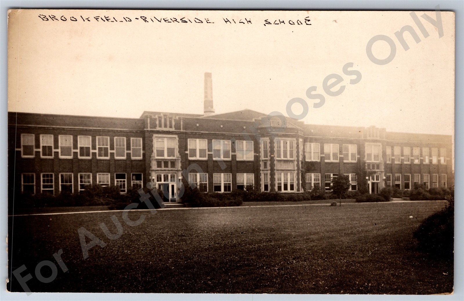 Riverside IL: Brookfield-Riverside High School RPPC Illinois Real Photo Postcard