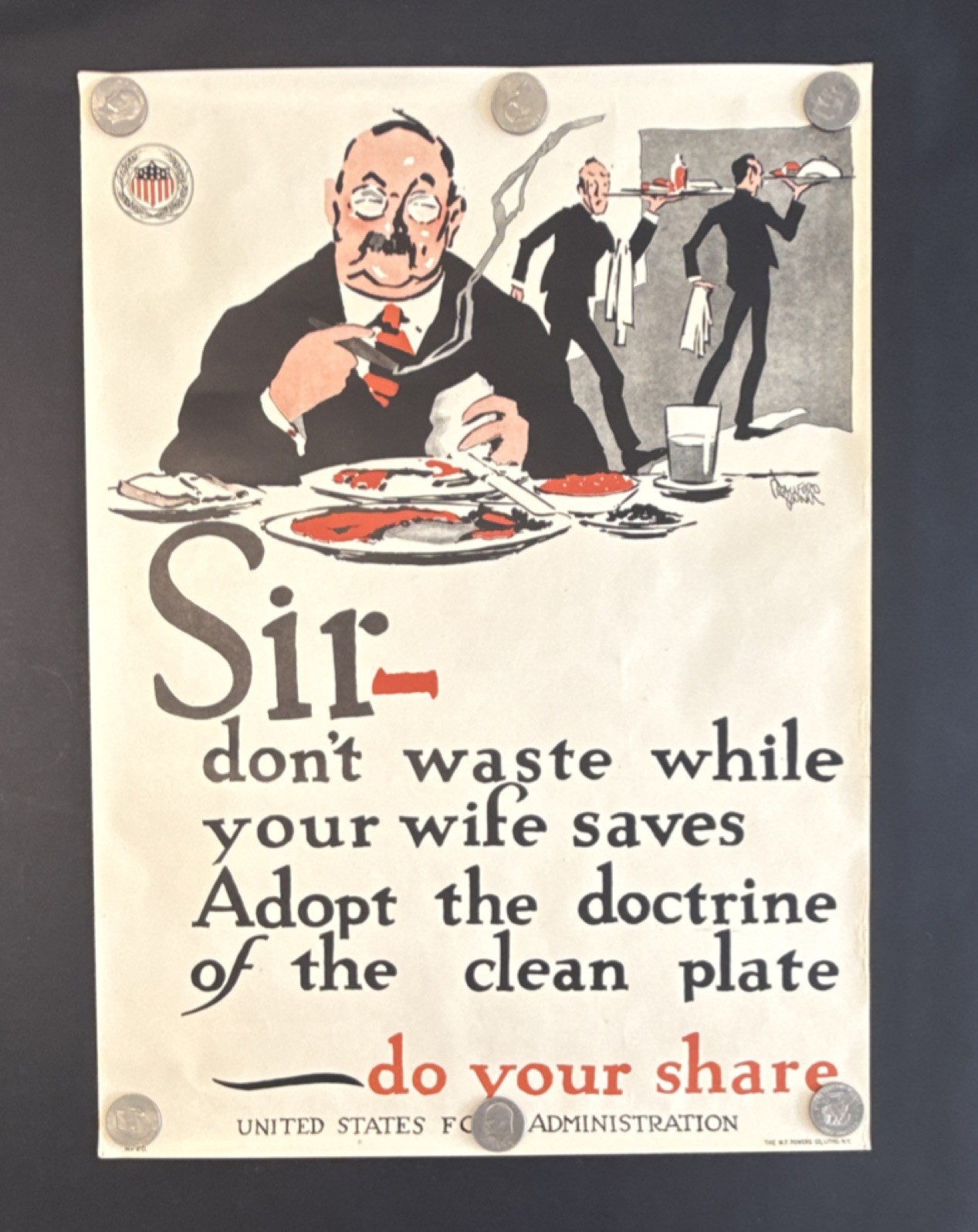 Original WWI US Poster 'Adopt the Doctrine of the Clean Plate' 21”x29”