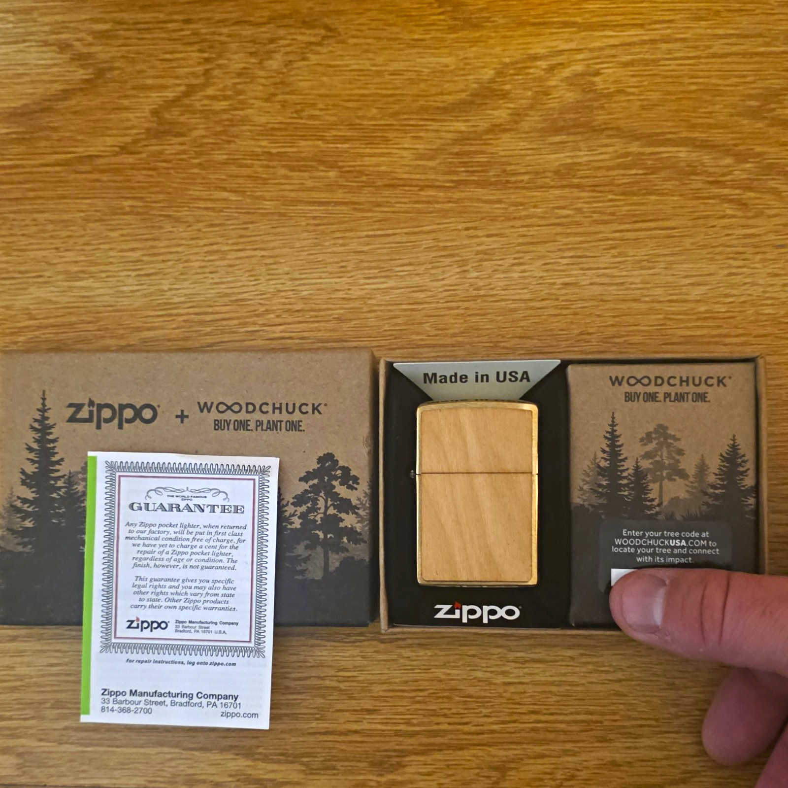 Zippo WOODCHUCK USA Lighter in Box Made in USA w/ Guarantee Insert