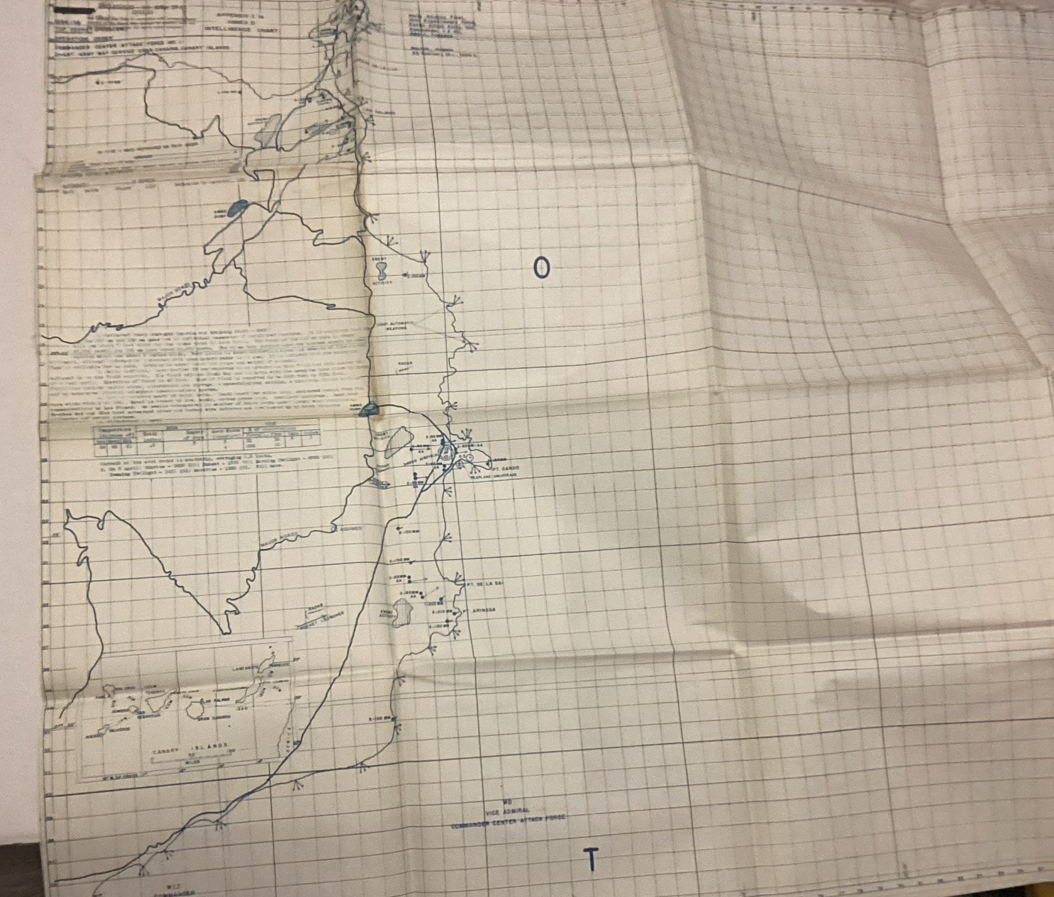Folded Army Map Service Canary Islands Intelligence Detail Info Chart WW2?