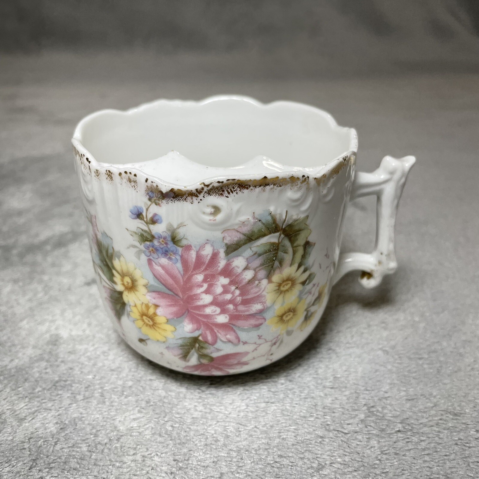 Vintage Antique Handpainted Porcelain Mustache Cup No Markings Pink Flowers Vintage Antique Handpainted Porcelain Mustache Cup No Markings Pink Flowers