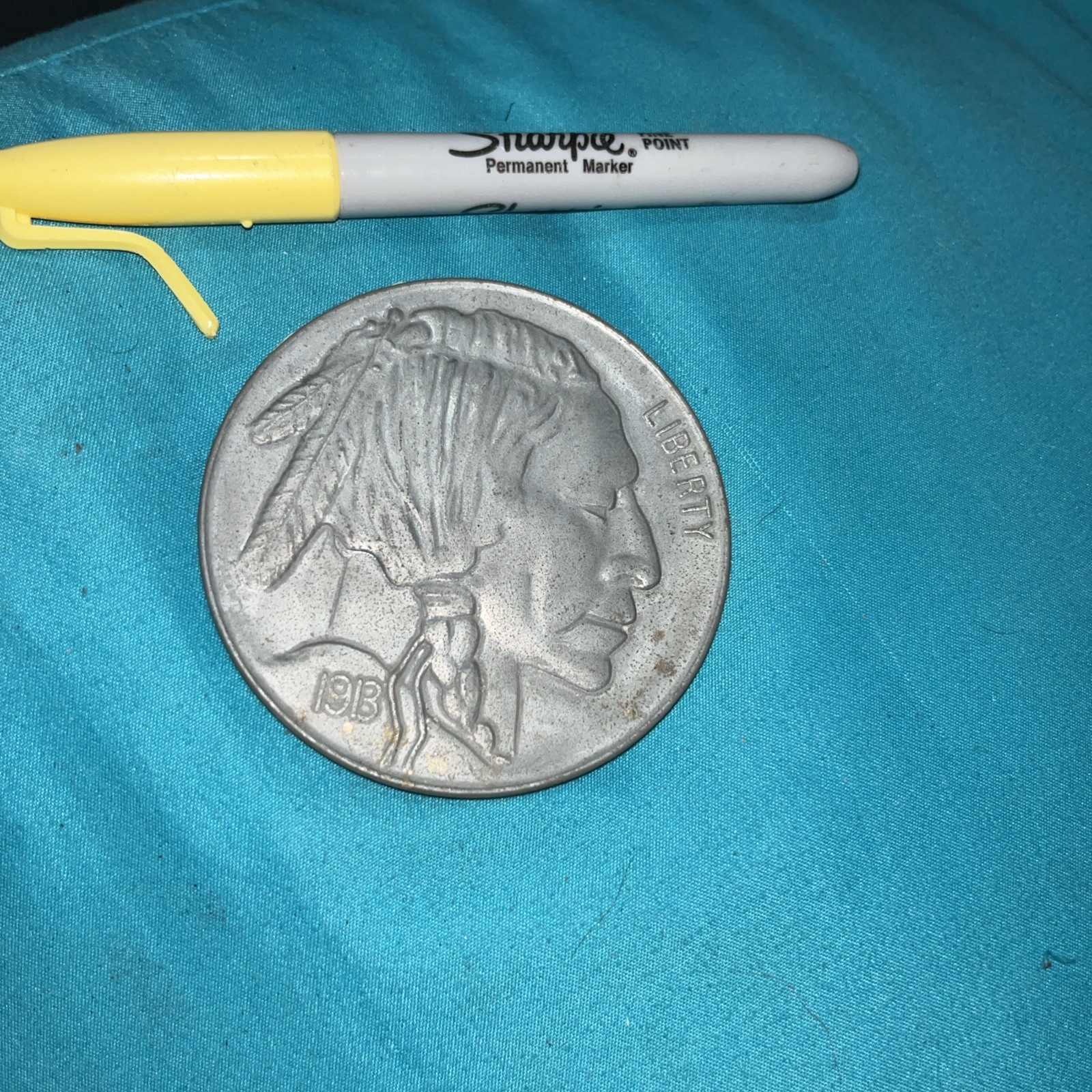 Buffalo Nickel Paperweight Collector HUGE Solid Metal Indian 3” Native American