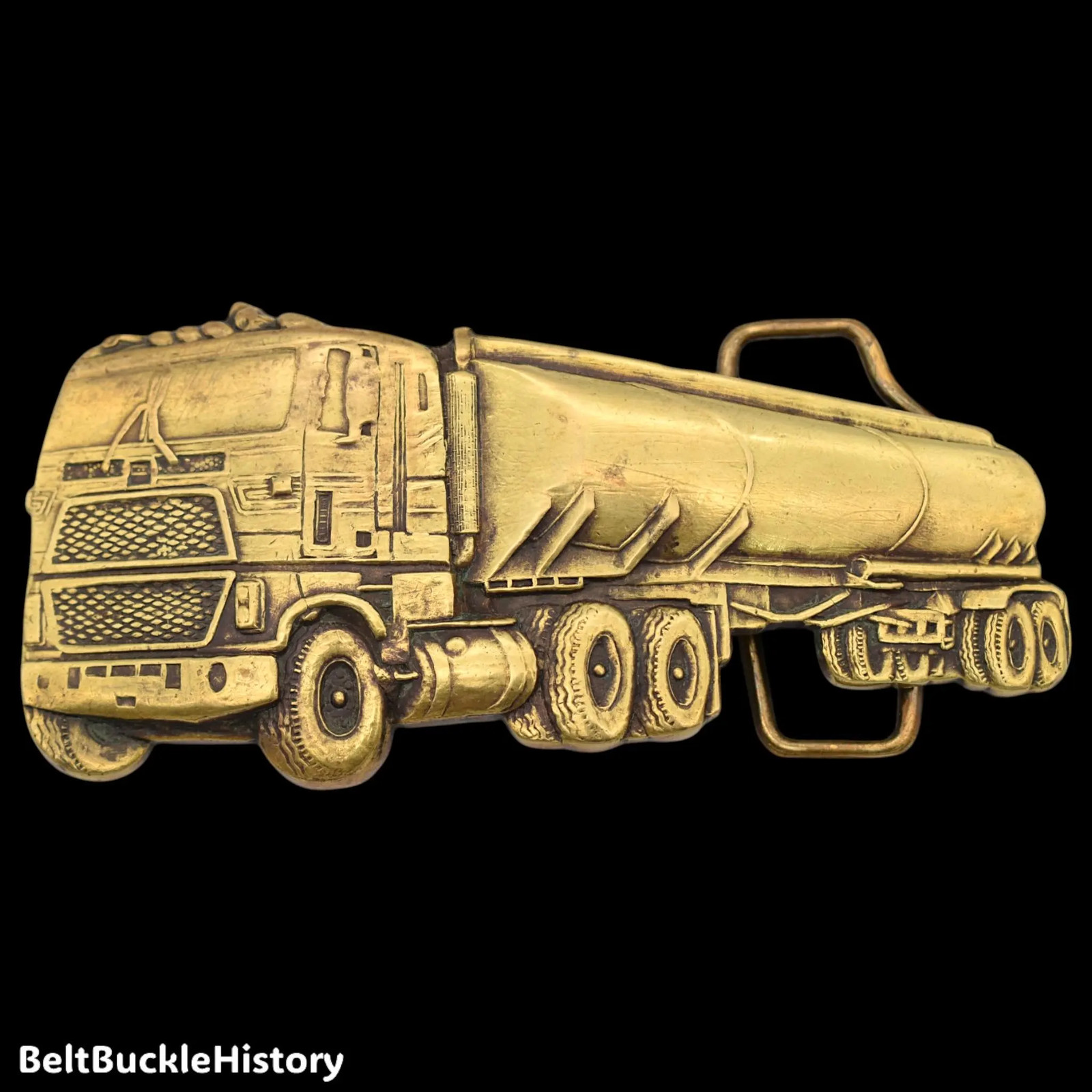 Solid Brass Semi Tanker Truck Vintage Belt Buckle