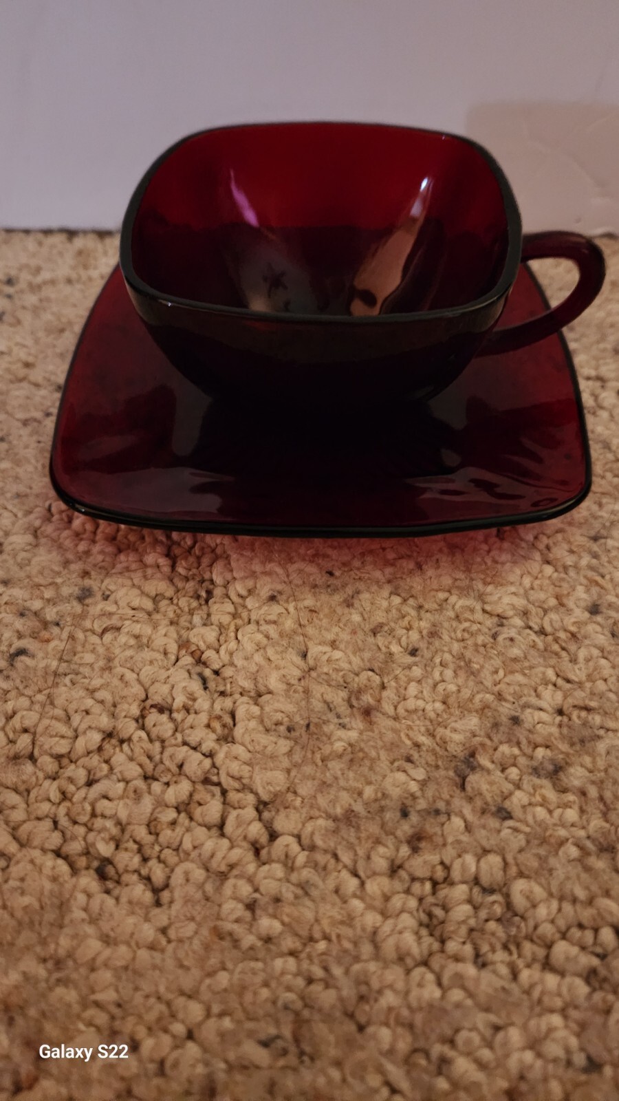 Vintage Anchor Hocking Ruby Red Cup And Saucer