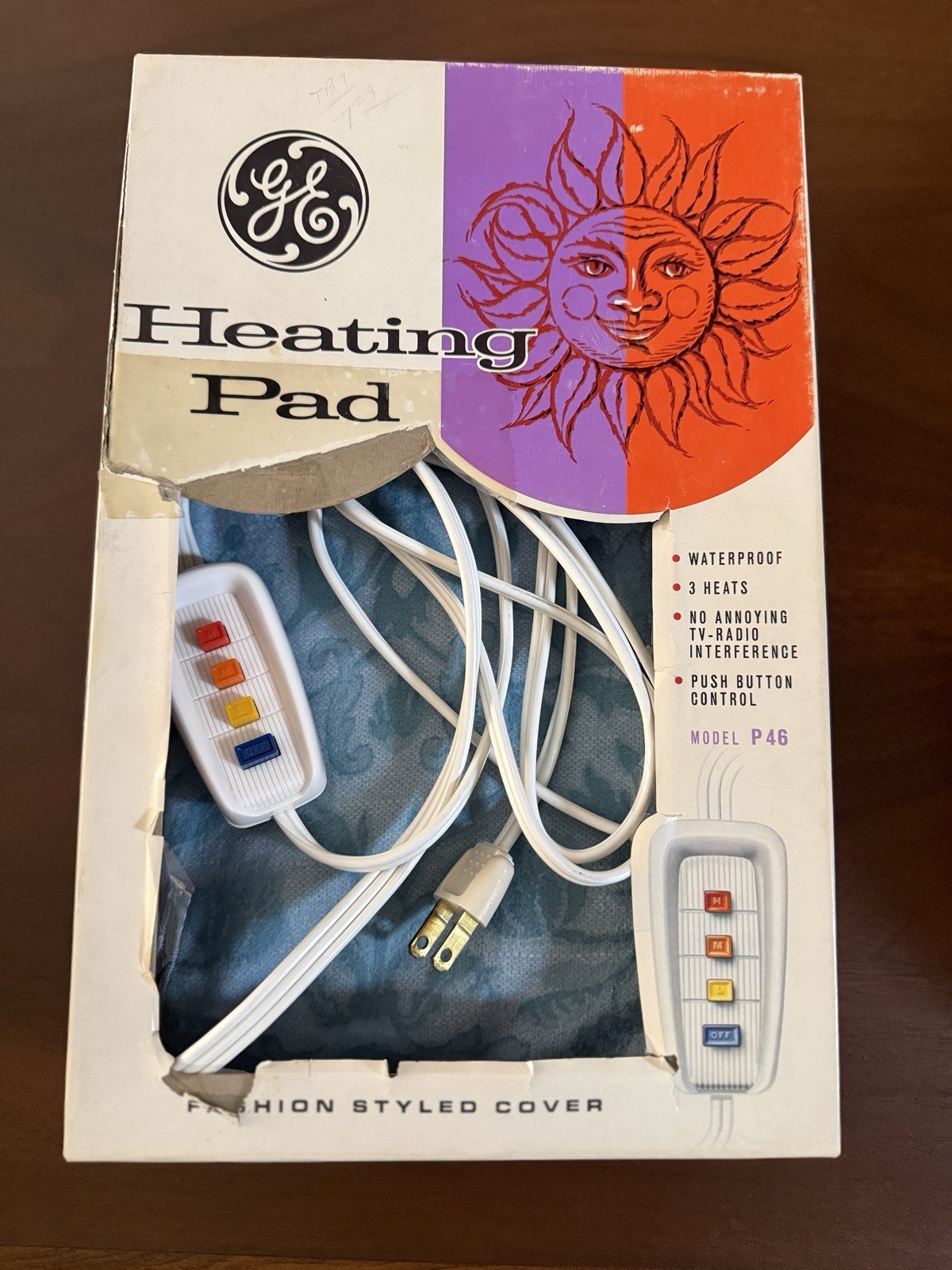 Vintage GE Automatic Heating Pad Model P46 Blue Cloth Fashion Styled Cover WORKS