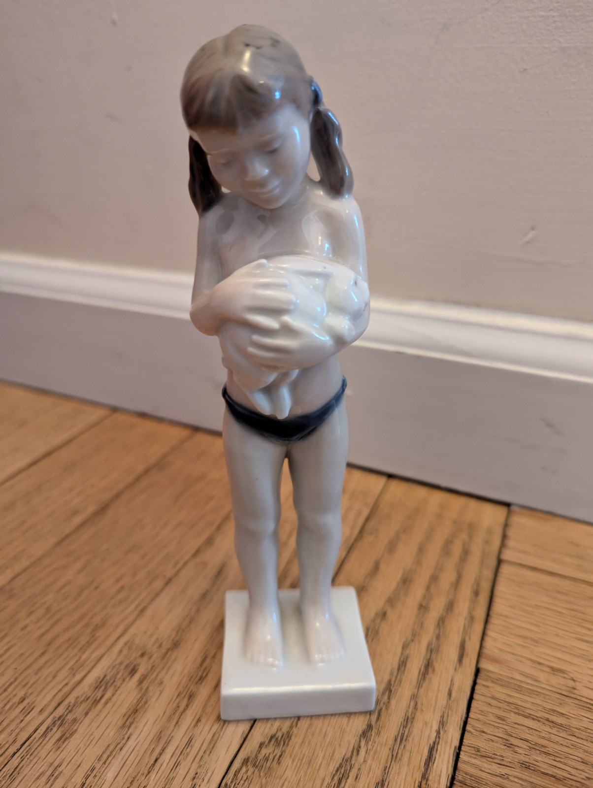 Royal Copenhagen Porcelain Figurine of Girl Holding Rabbit