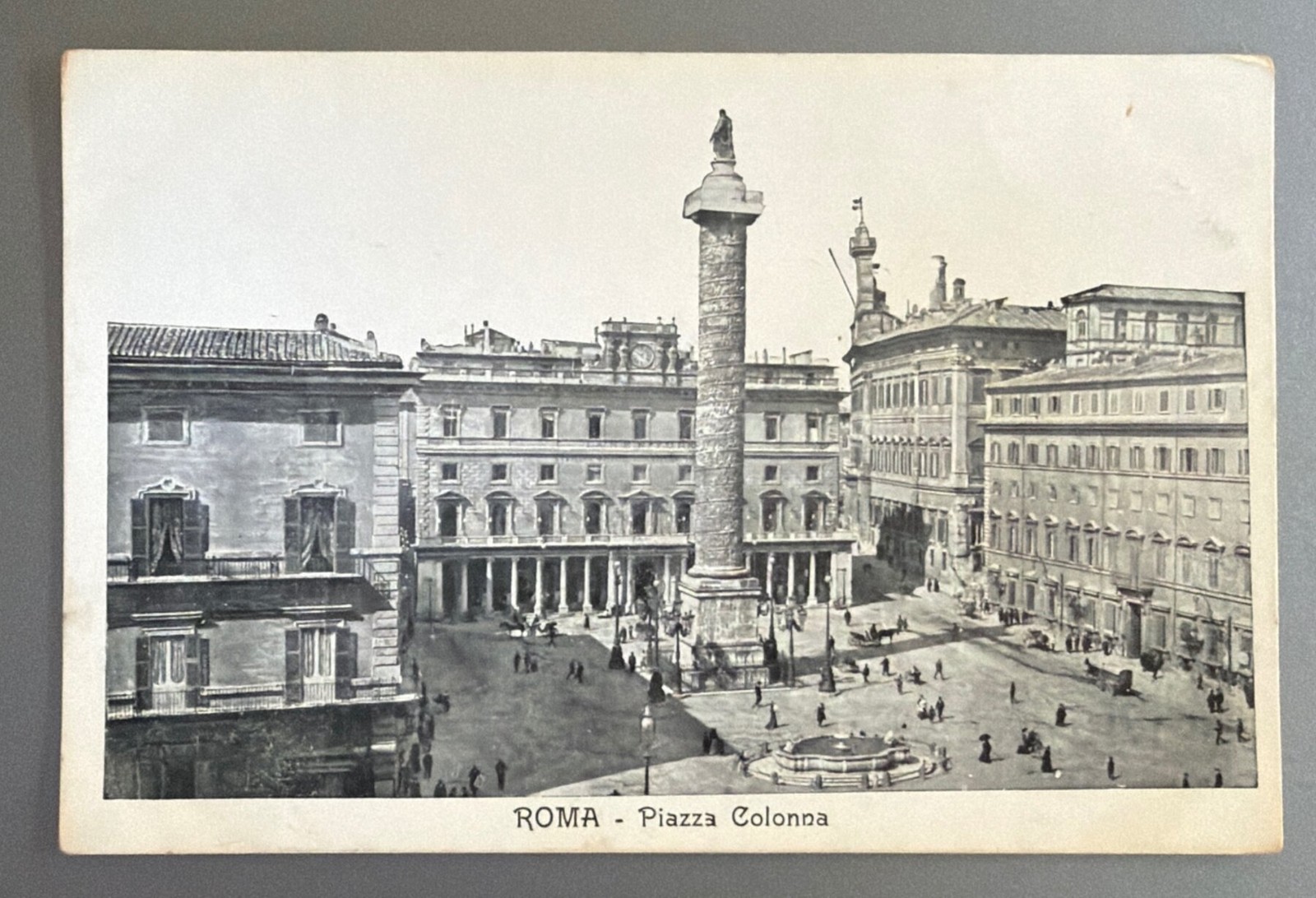 Postcard 1900s Rome Italy Pre-Linen Piazza Colonna Column of Marcus Aurelius