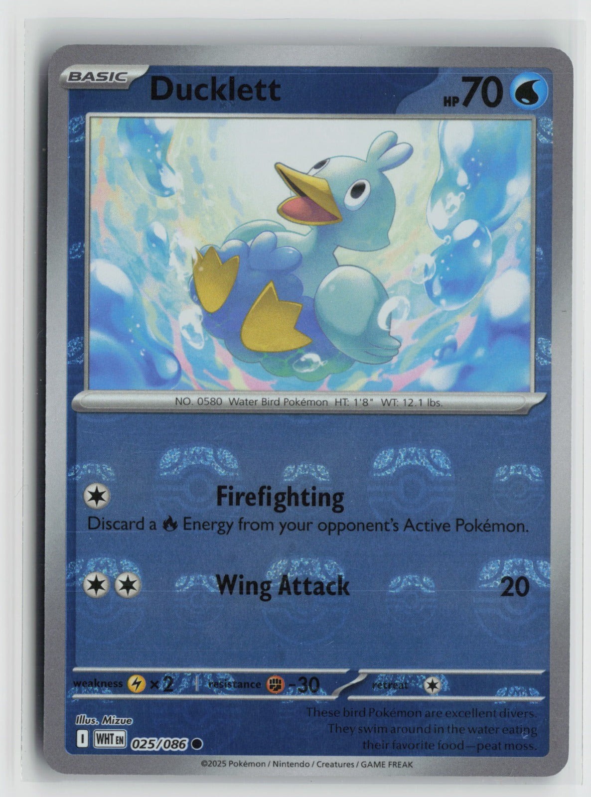 Ducklett (Master Ball Pattern) Common Holo WHT 025/086 NM