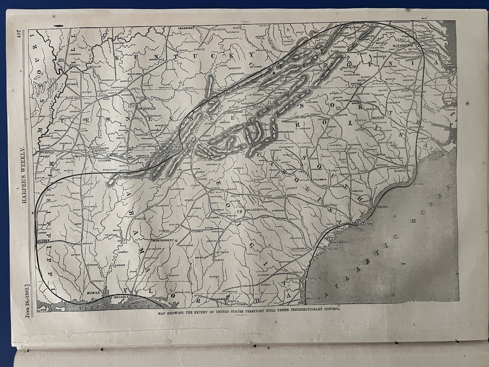 Harper\'s Weekly 6-28-1862 FRONT ROYAL, VA, Signal Corps, CAMP PUNISHMENTS, MAP