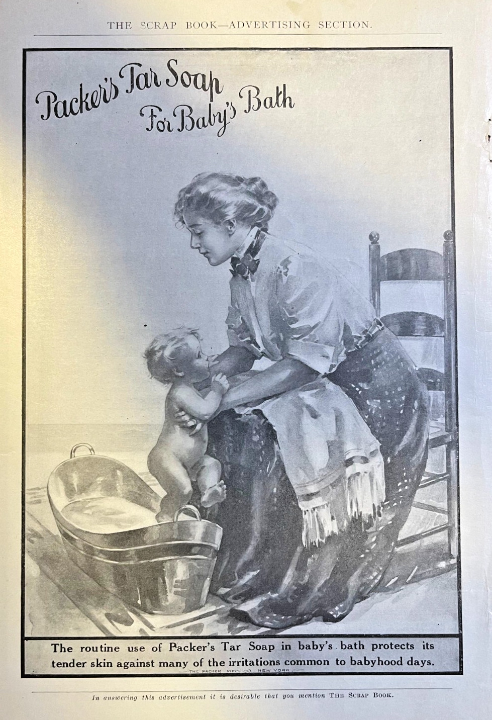1908 Vintage Magazine Advertisement Packer\'s Tar Soap For Baby\'s Bath
