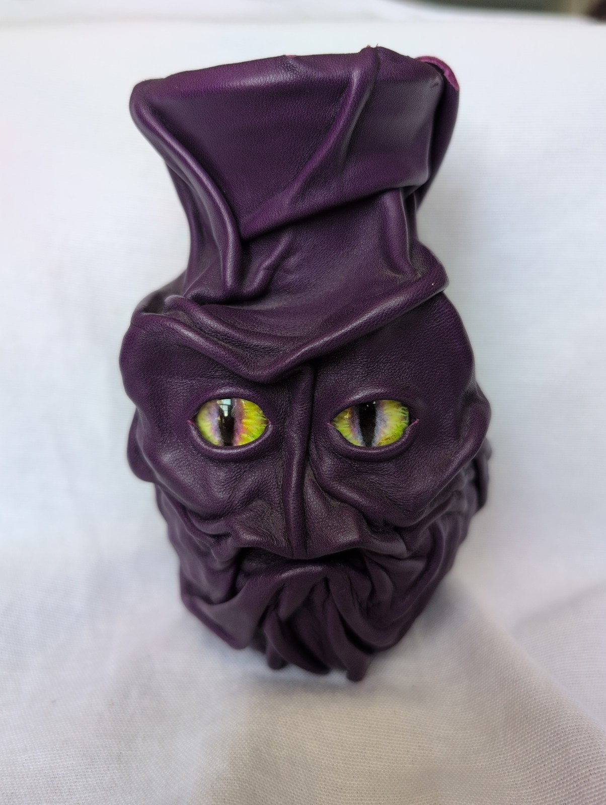 Grichels Leather Wrapped Vase Crootin Face Signed 2023 #41330 Handmade Oddities