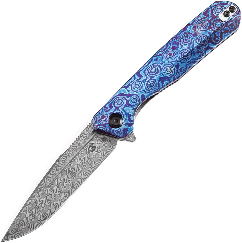 Kansept Knives Qilin Linerlock Dama Timascus Folding Knife