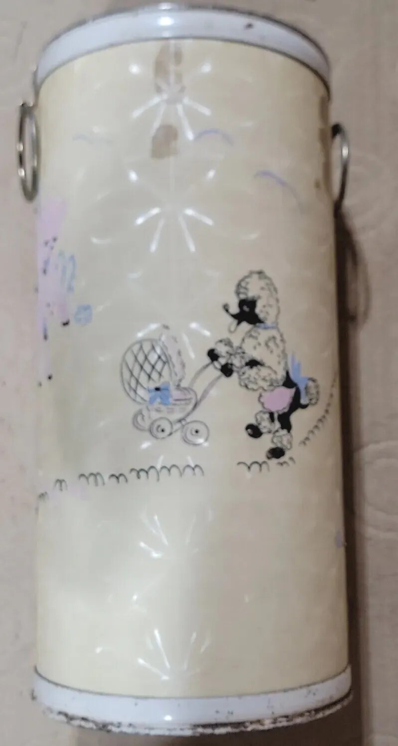 1950’s Pearl Wick Pink Poodle Lamb Vintage MId Century Hamper