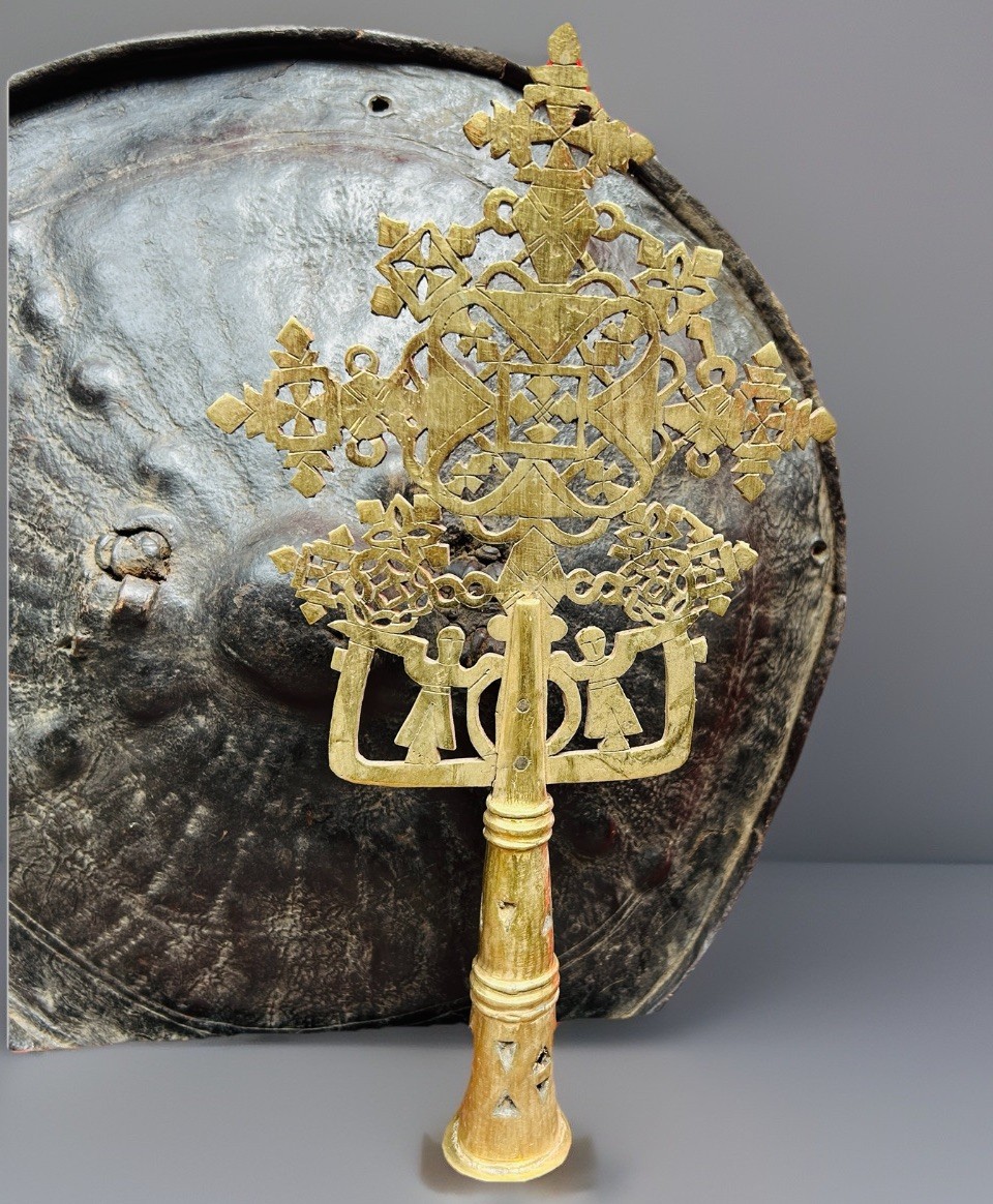 Ethiopian Processional Cross Orthodox Coptic Christian Home Decoration 13.8x7 In