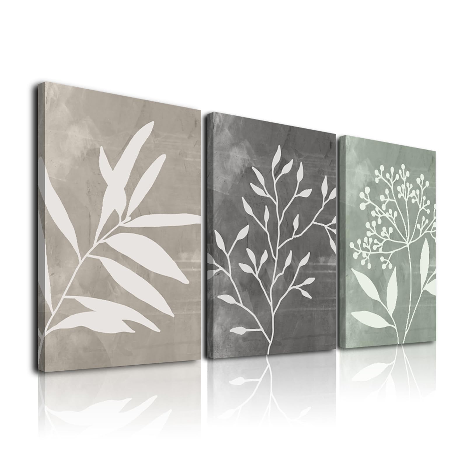 TWNSLLA Vintage Botanical Wall Art Set of 3 Prints Sage Green Grey Beige 12x16