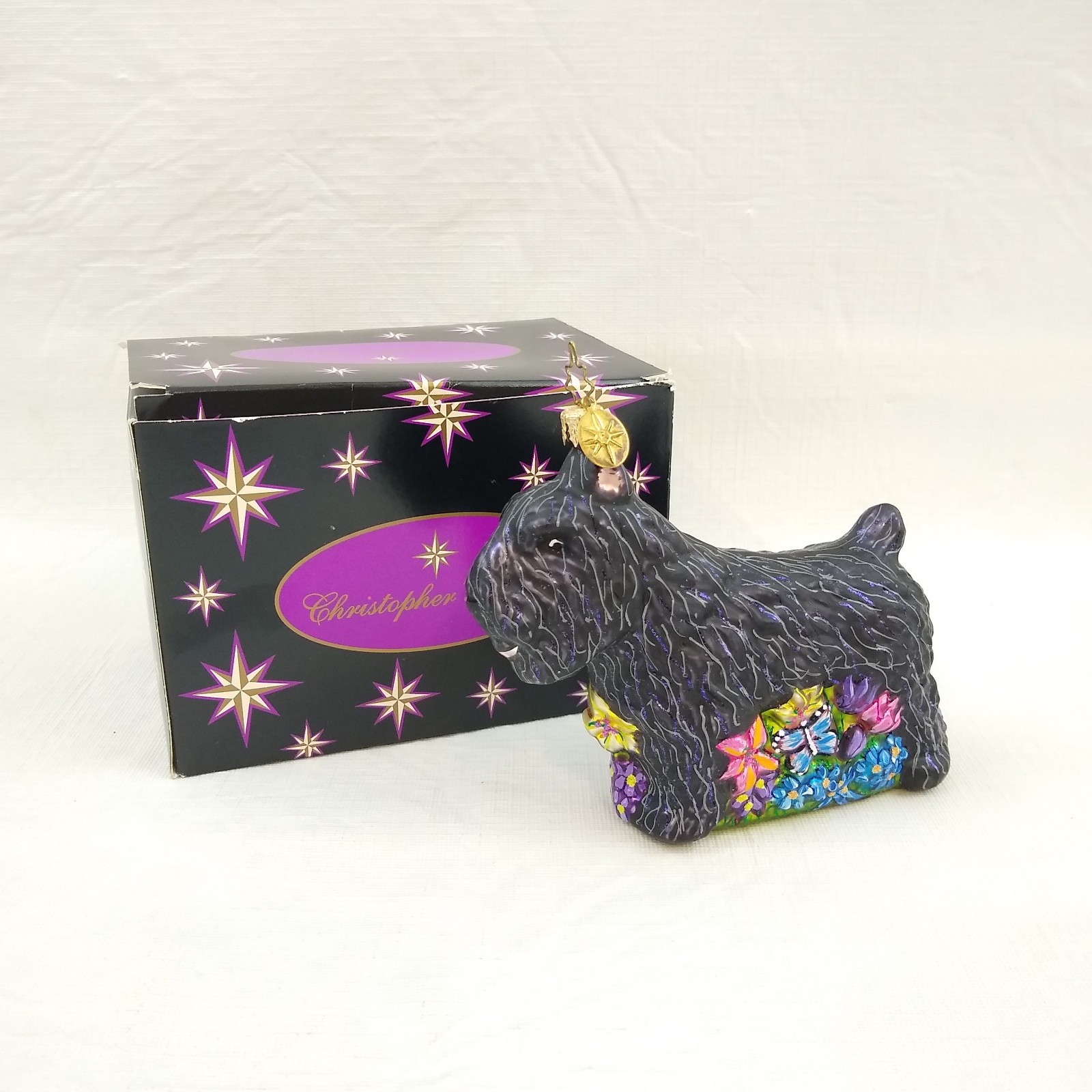 VTG Christopher Radko Black Bouvier de Flanders Dog Christmas Ornament W/ Box