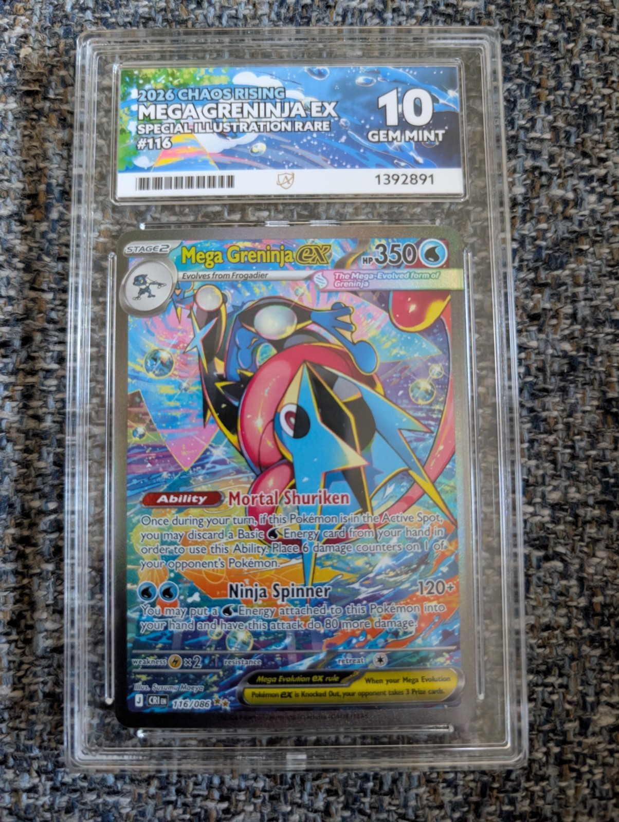 Pokemon Card Mega Greninja Ex 116/086 Ace 10 Perfect Subgrades