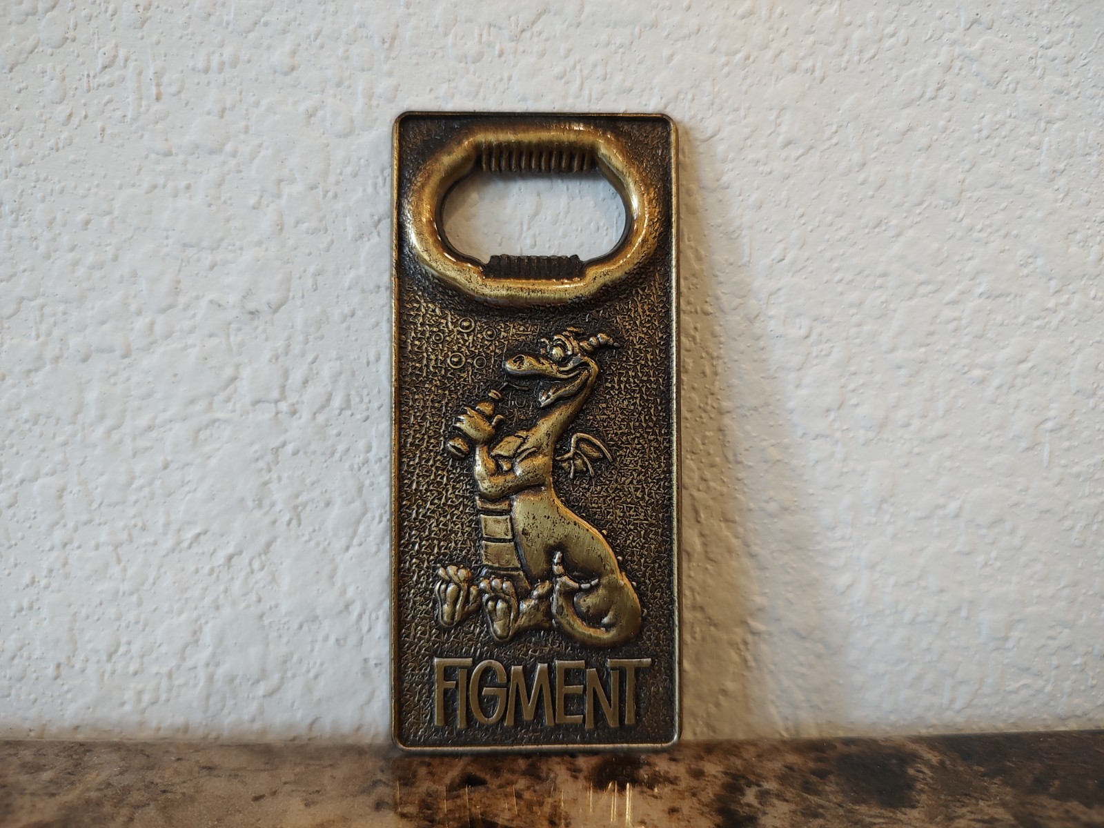 Figment Vintage Brass Metal Bottle Opener Walt Disney World Epcot 1982