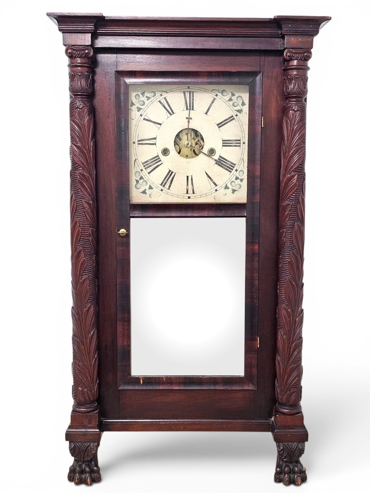 Antique JC Brown Forestville CT Column Shelf Clock Rare Lyre Brass Movement OBO