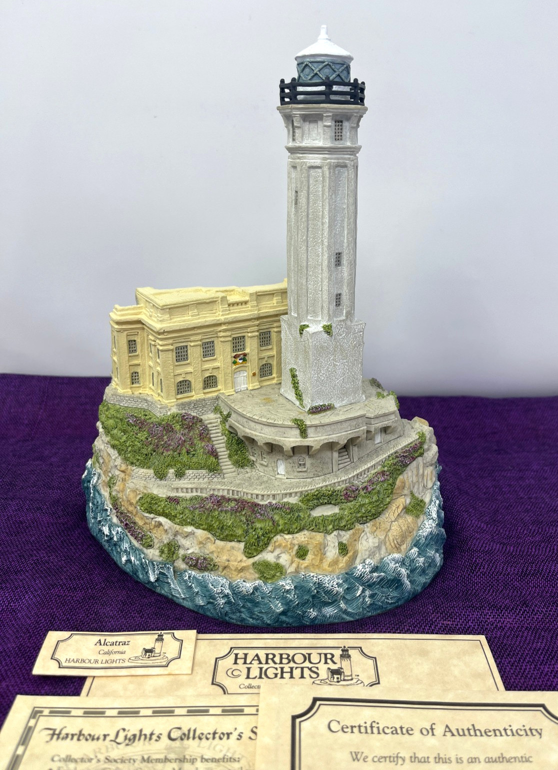 1996 HARBOUR LIGHTS ALCATRAZ #177 LIGHTHOUSE FIGURINE - COA - DAMAGED BOX