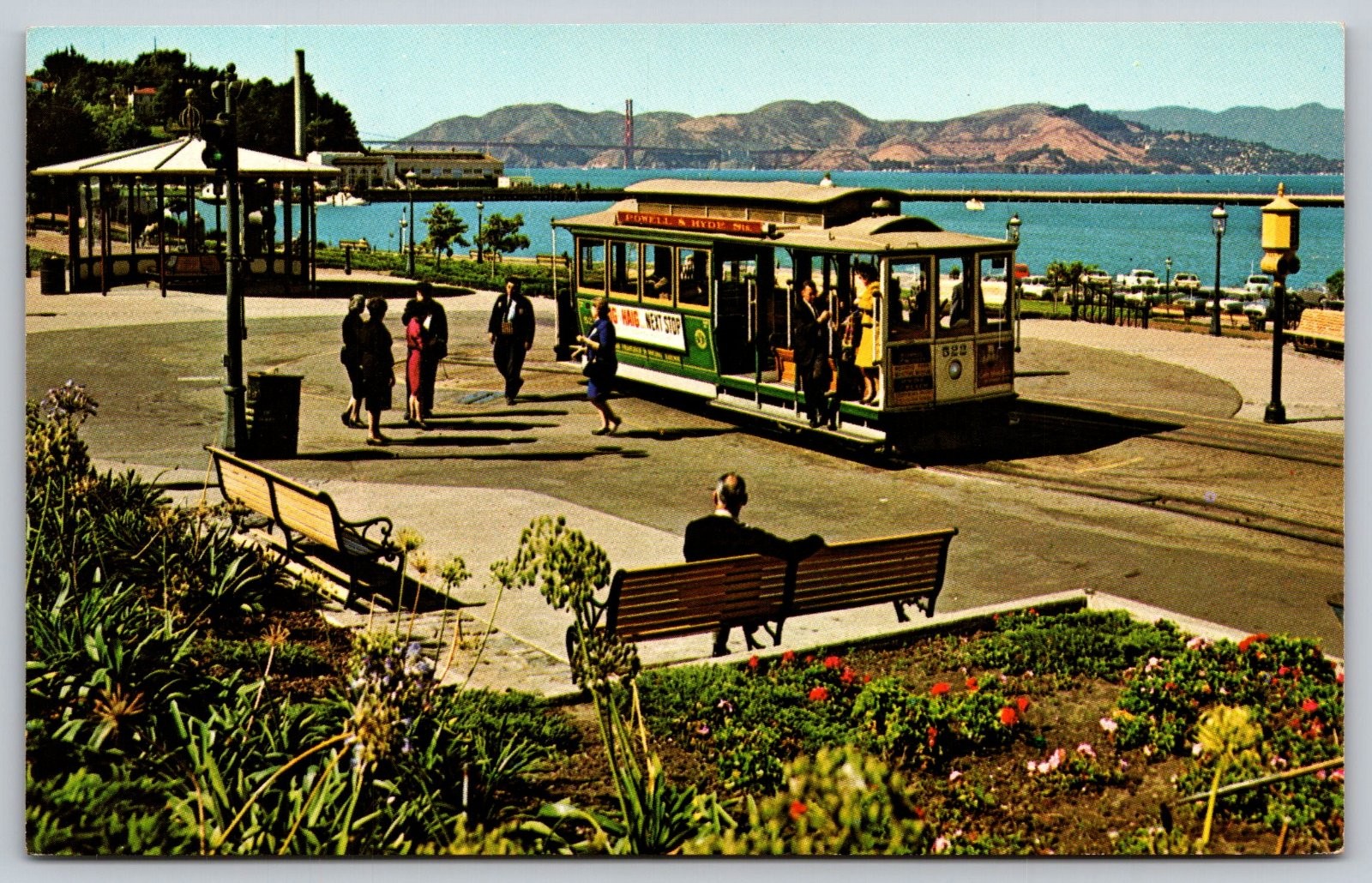 San Francisco California Hyde Street Cable Car Golden Gate Bridge Postcard PC313