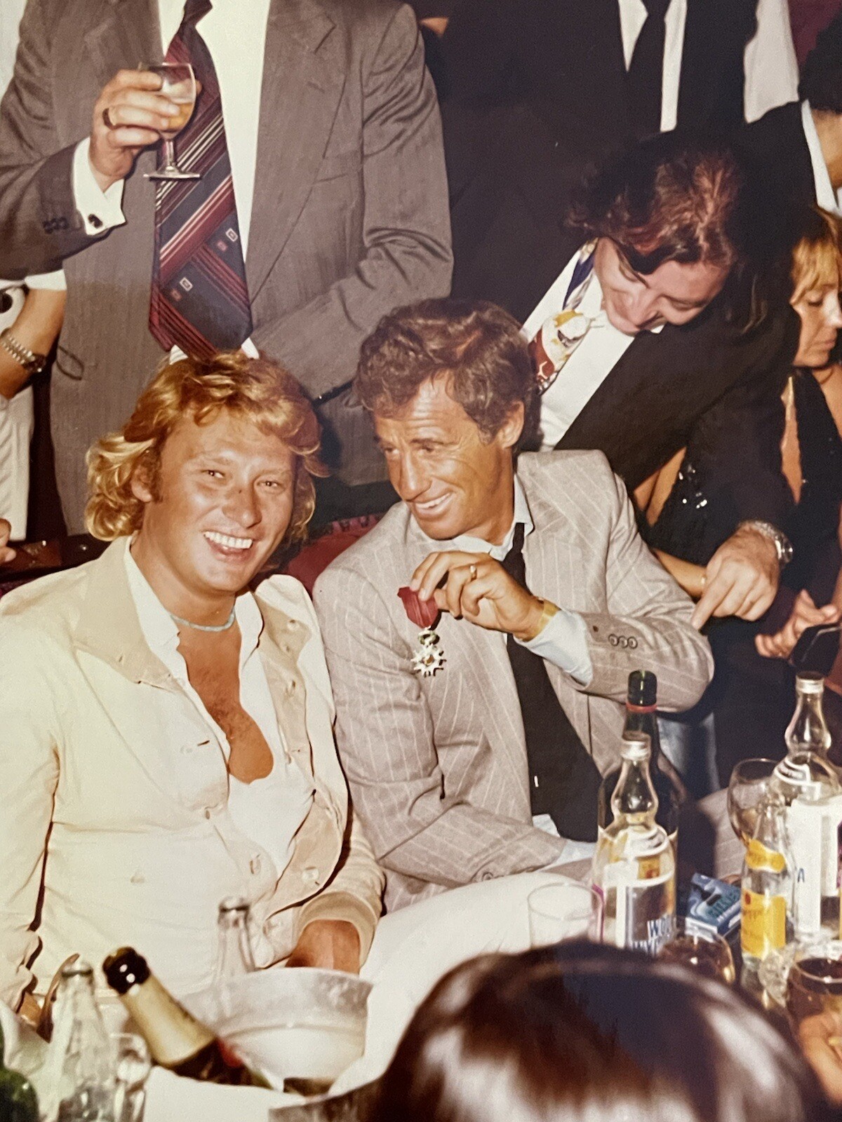Large Johnny Hallyday Jean Paul Belmondo Film Photograph 18x24cm SUP