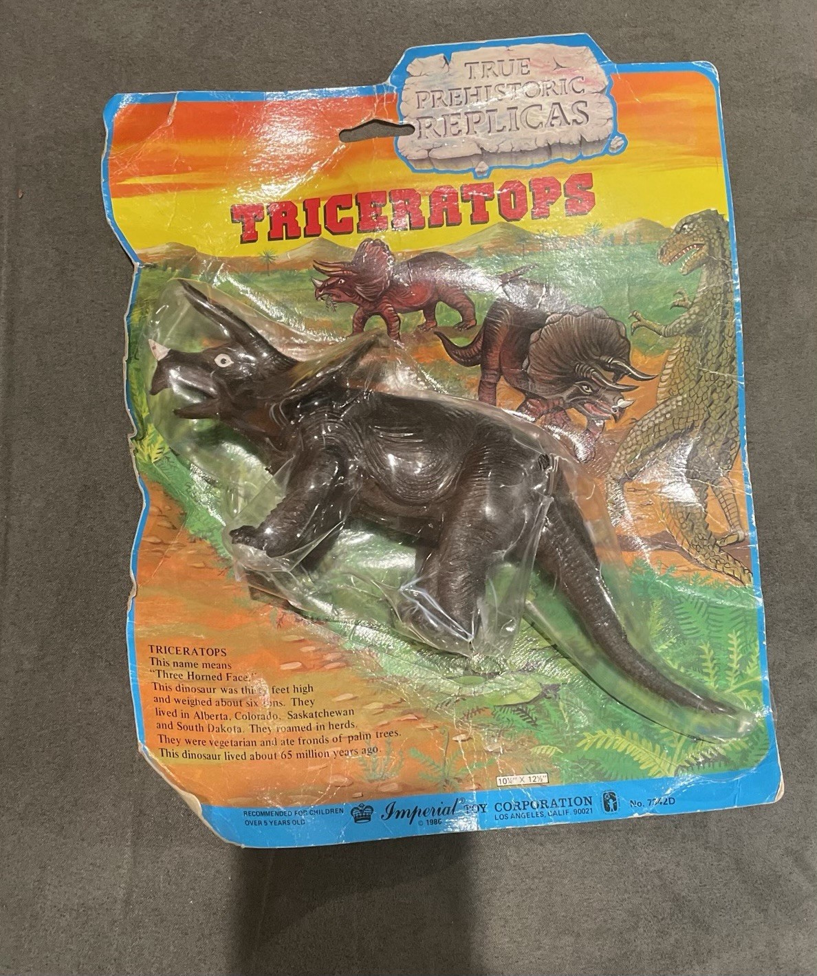 1986 Imperial Prehistoric Replica Triceratops - Dinosaurs Toys