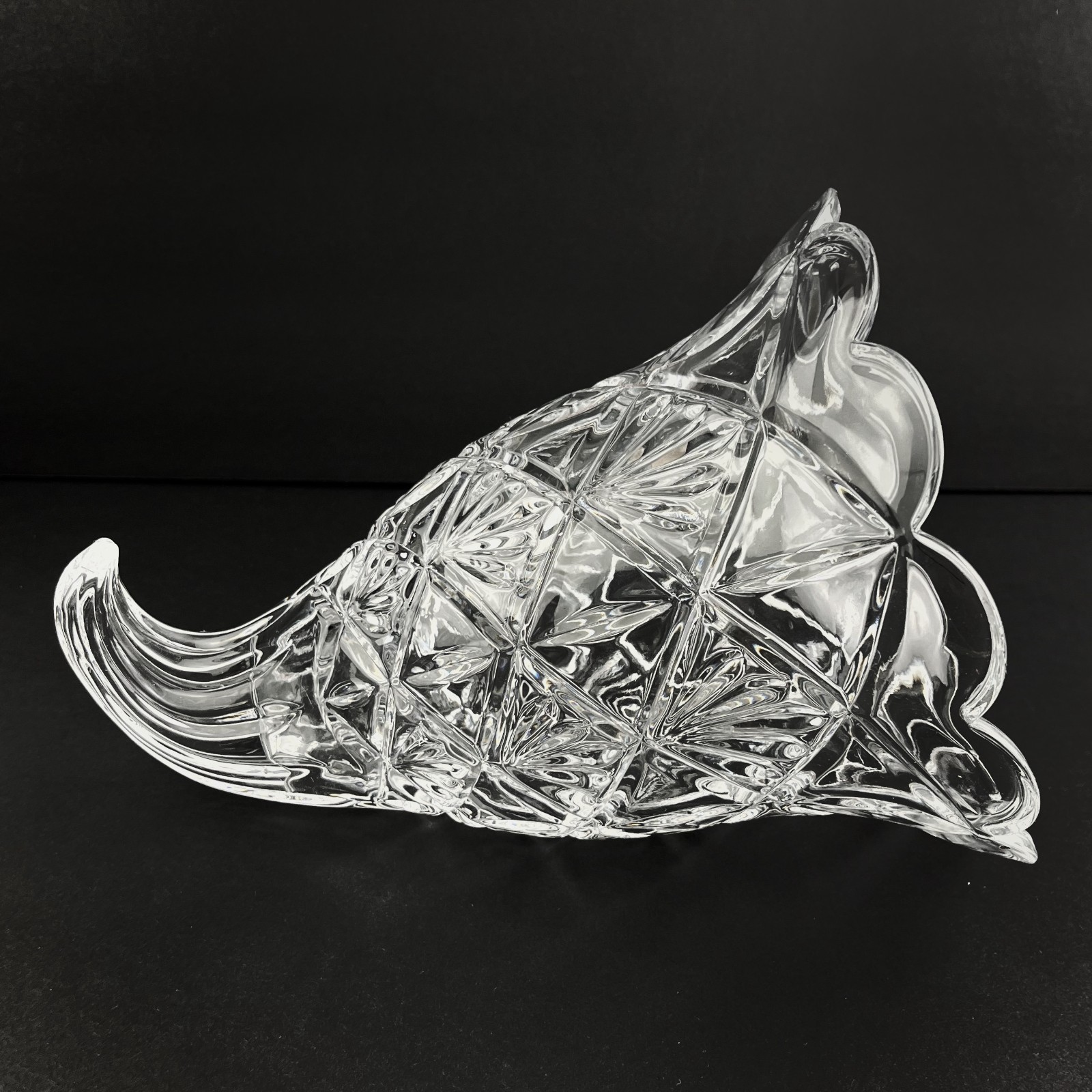 Shannon Crystal Cornucopia Vase Horn Plenty Thanksgiving Centerpiece Clear 10\ Shannon Crystal Cornucopia Vase Horn Plenty Thanksgiving Centerpiece Clear 10\