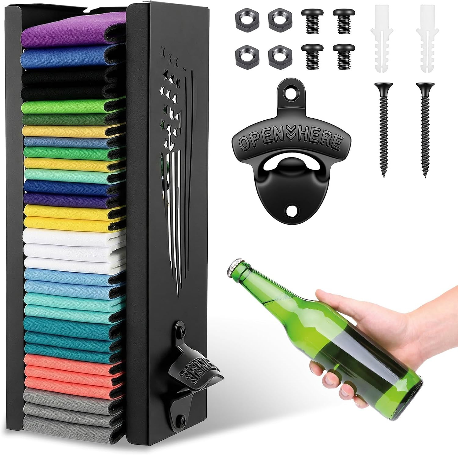 2 in 1 Metal Can Cooler Holder with Bottle Opener, 12\ 2 in 1 Metal Can Cooler Holder with Bottle Opener, 12\