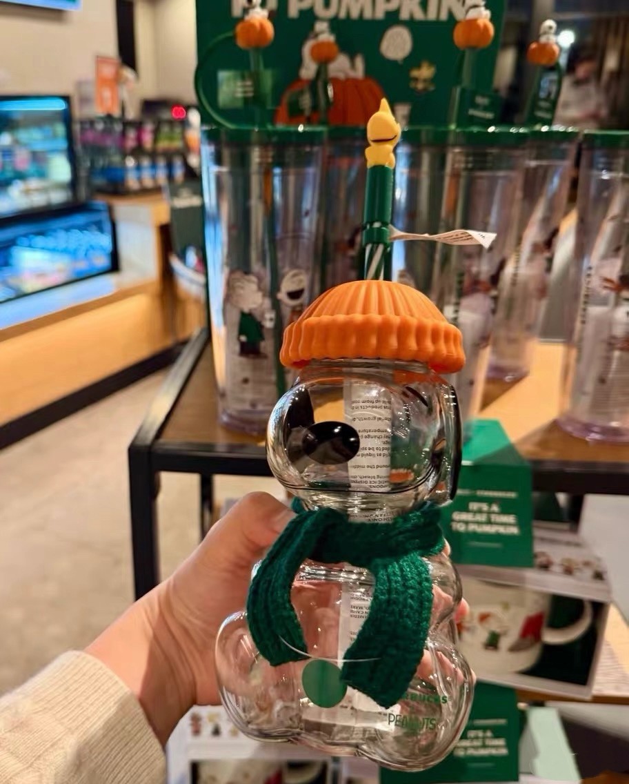 Special Edition 2026 Starbucks x Peanuts Snoopy Glass Cup Halloween Gift NEW