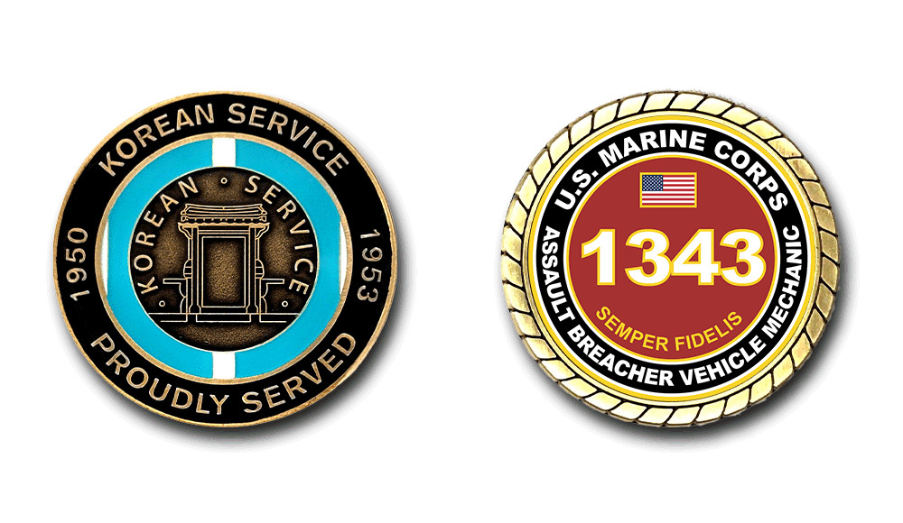 USMC 1343 Assault Breacher Vehicle Mechanic Korean Service Challenge Coin