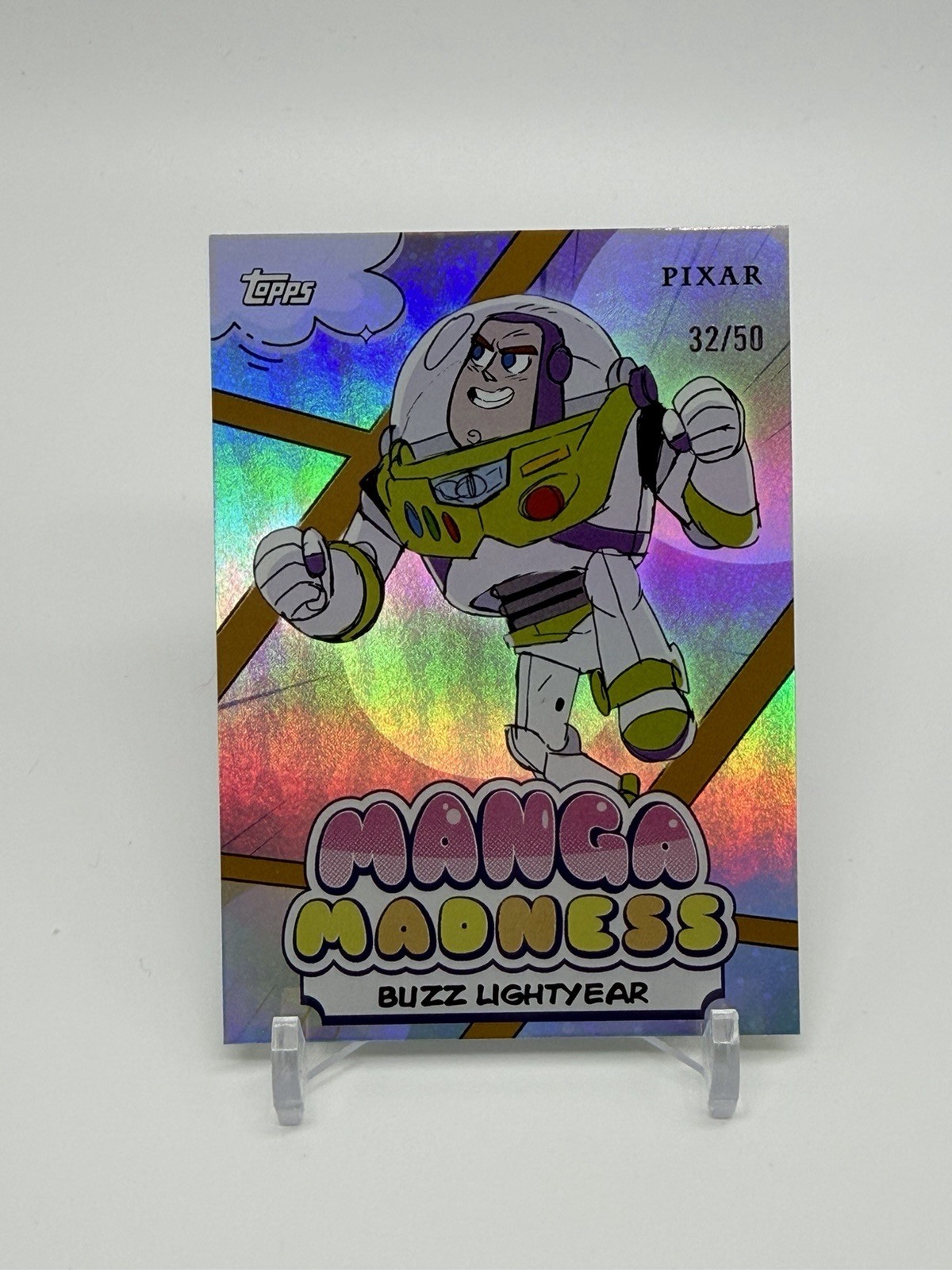 2026 Topps Disney Neon Manga Madness MM-5 Buzz Lightyear Gold 32/50 #MM-5