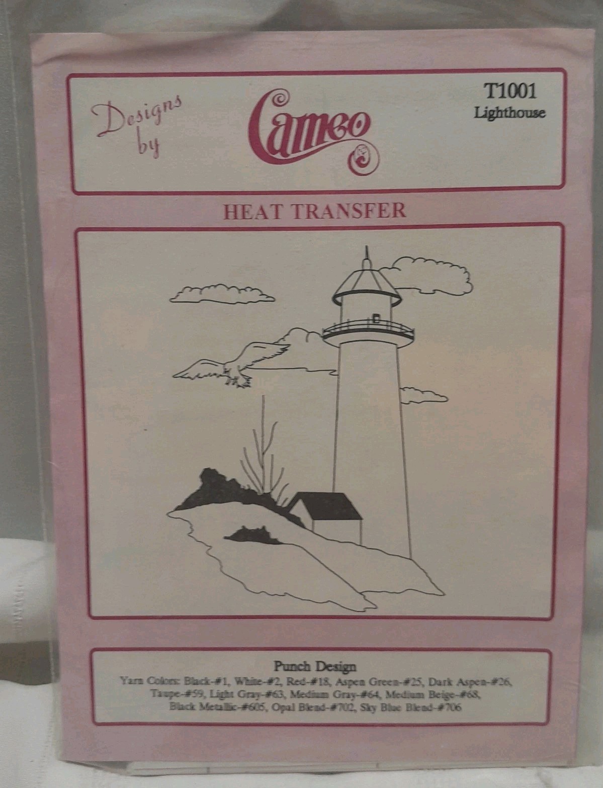 Vintage Cameo Embroidery Punch Heat Transfer Punch Design Lighthouse T1001
