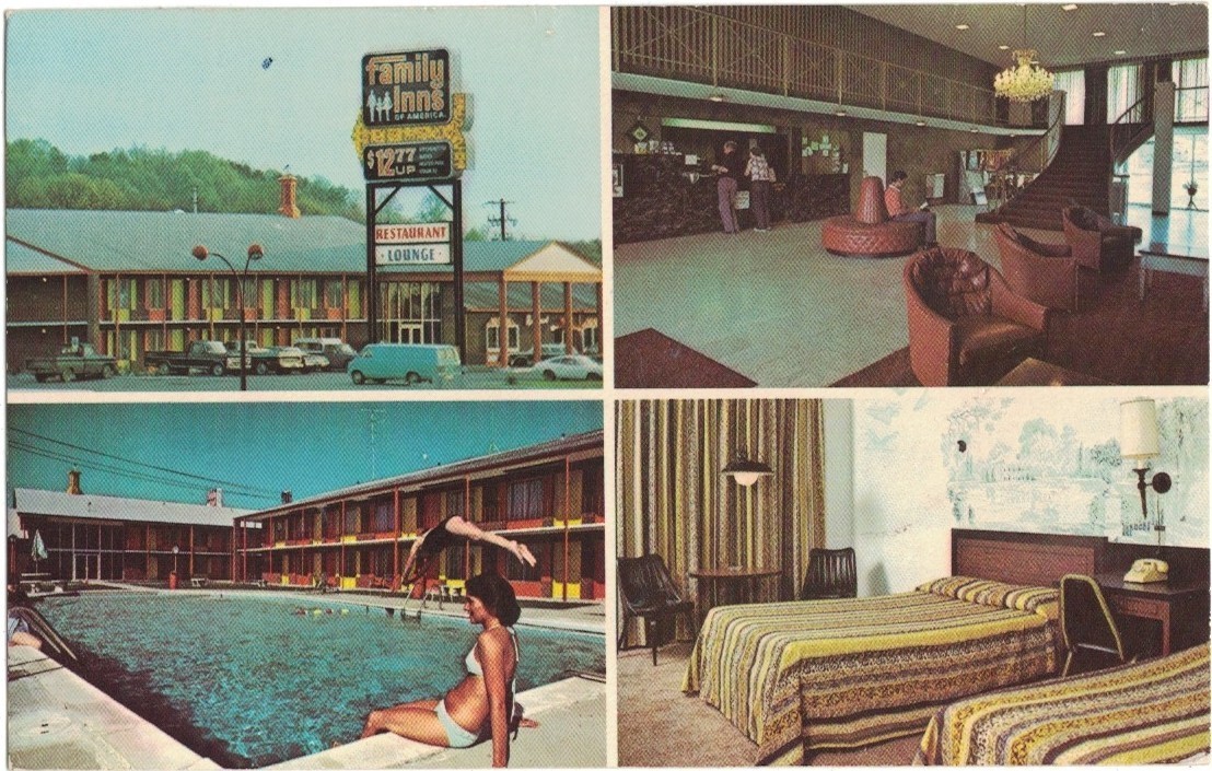 Newport Tennessee Family Inns America Restaurant Lounge Multi View Postcard 1980