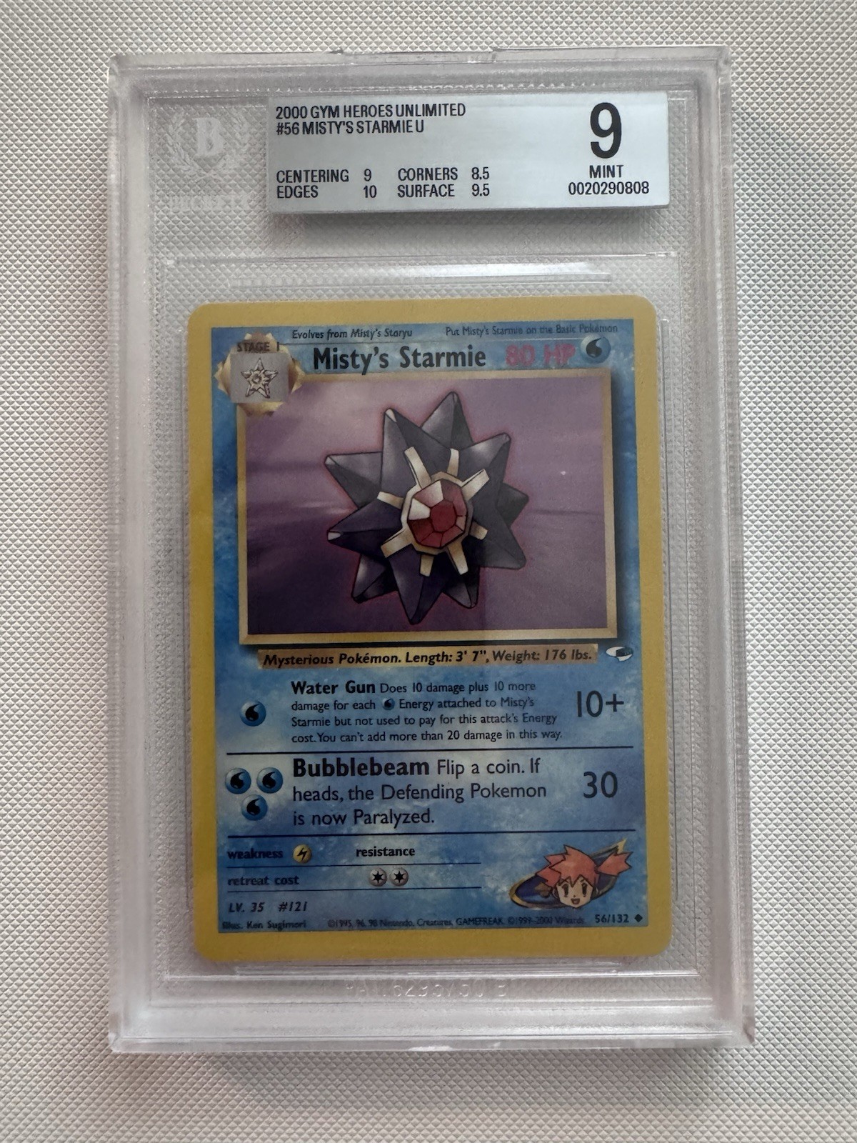 2000 Pokemon Misty's Starmie 56/132 Gym Heroes - BGS 9 - MINT