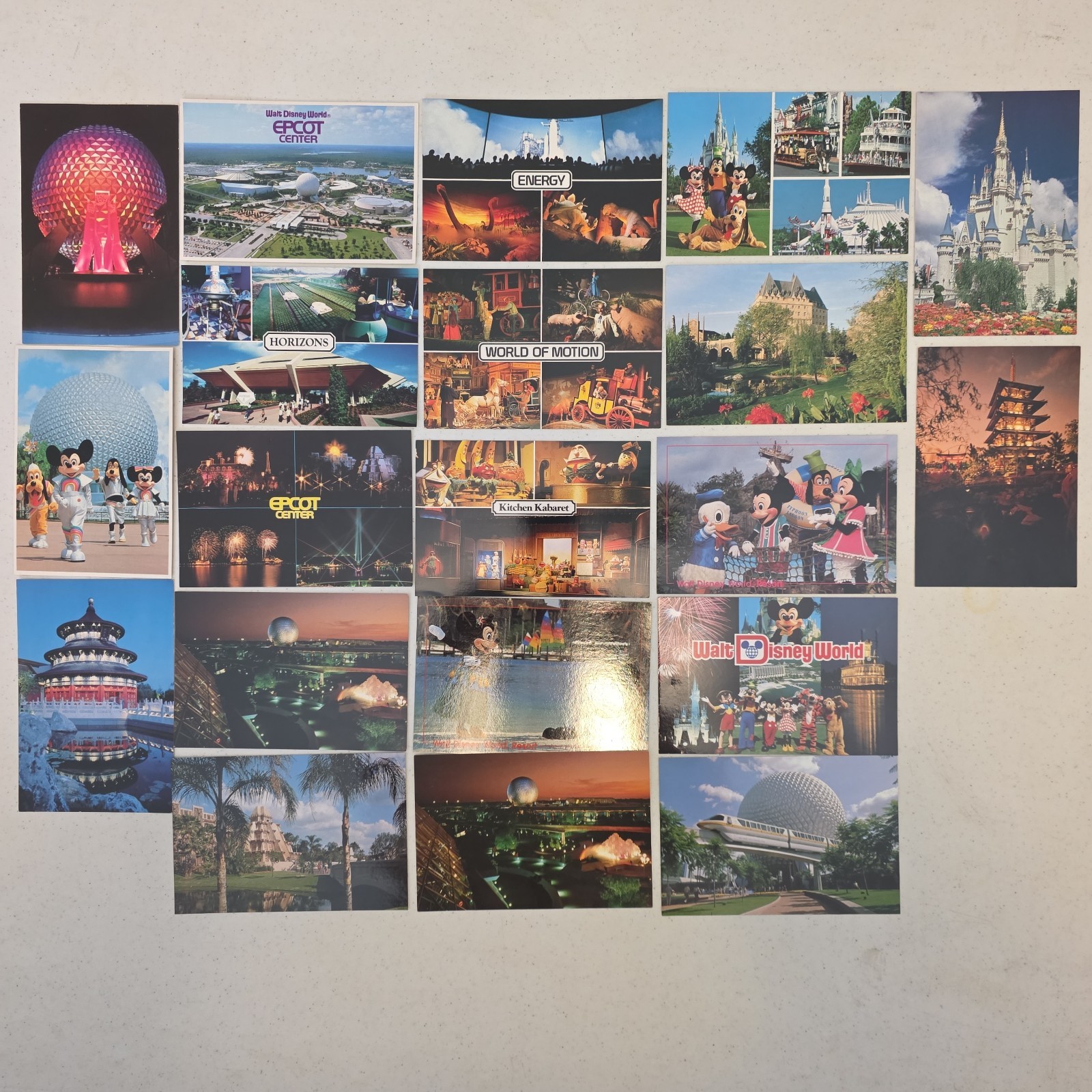 20 Vintage Disney EPCOT Postcards Lot Spaceship Earth Monorail NOS 80s 90s